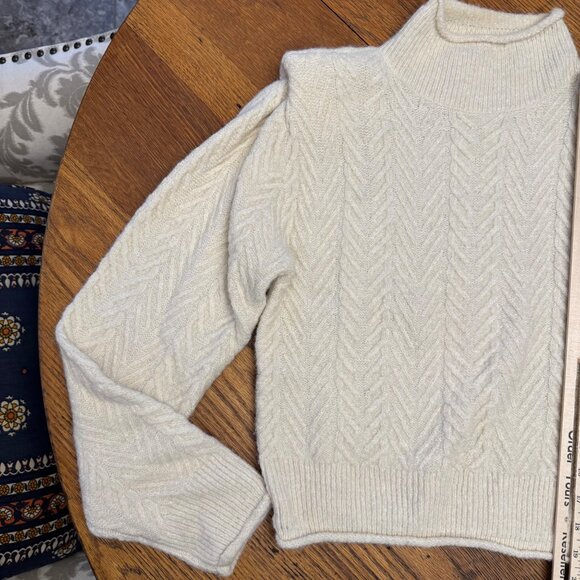 ASTR The Label Womens Sweater S Ivory Cable Knit Mock Neck Cropped - Picture 4 of 11